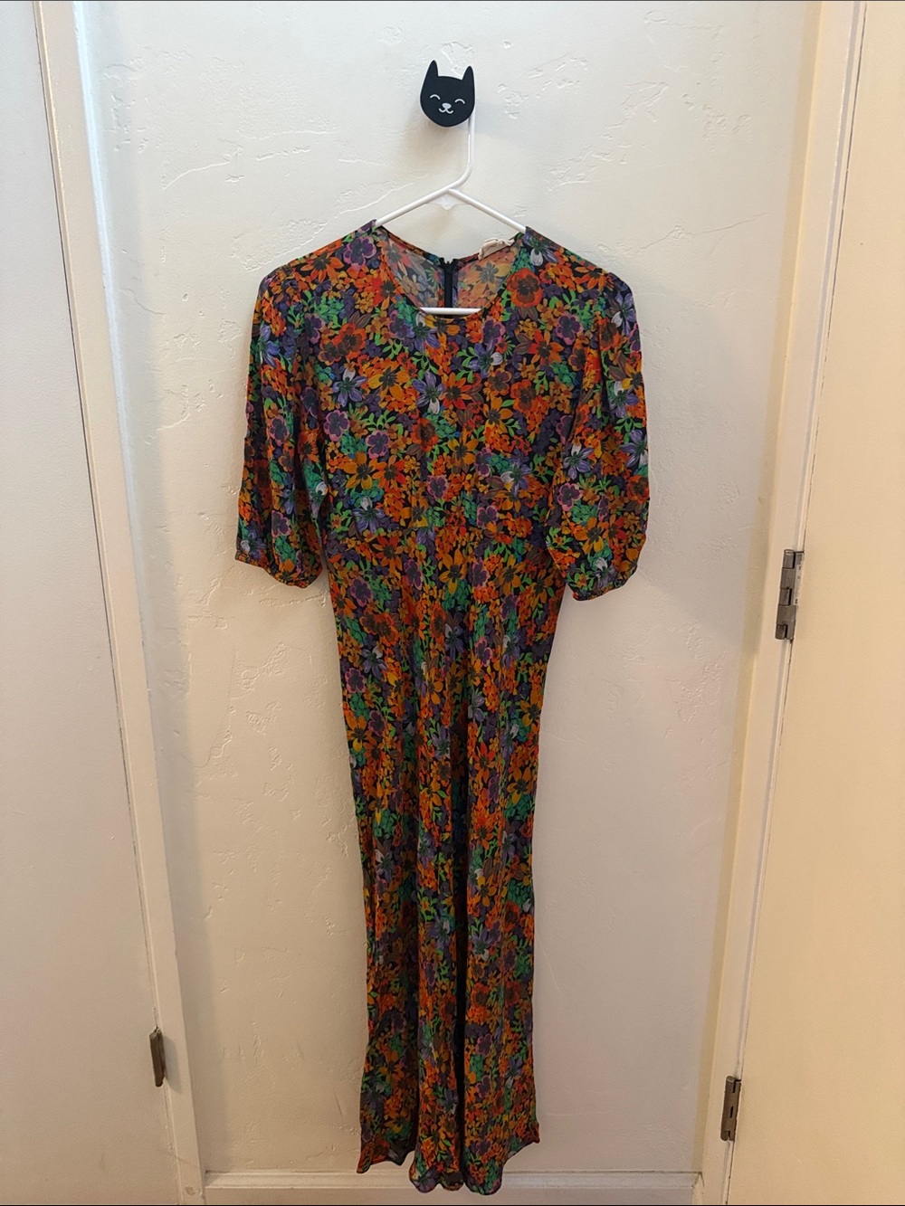 Anthropologie Floral Maxi Dress in Orange, Green, Purple